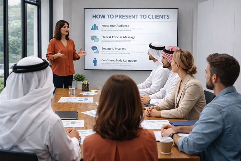Woman coaching on how to pitch